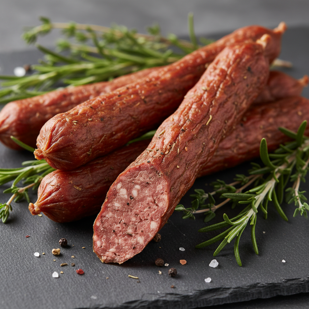 Beef Sticks on Slate with Herbs