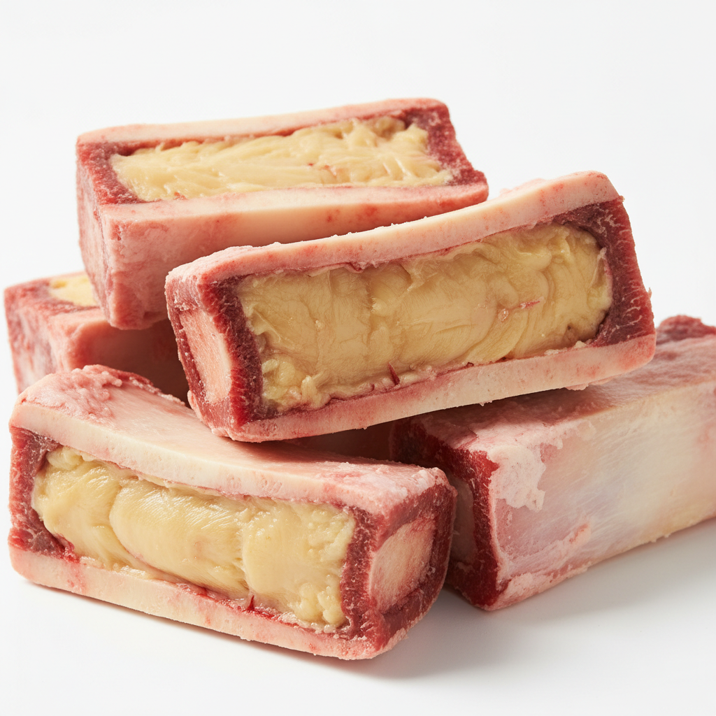 Close-up of premium grass-fed beef marrow bones